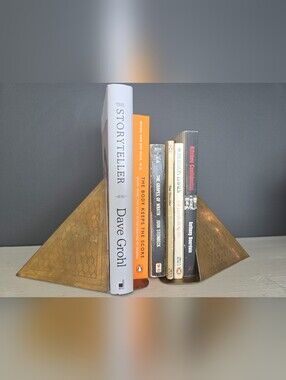 Vintage MCM Geometric Birks Brass Bookends
